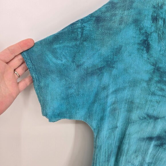 Cotton ways size 1 SM Med Peacock tie dye Giselle keyhole Teardrop gauze top - Picture 2 of 9